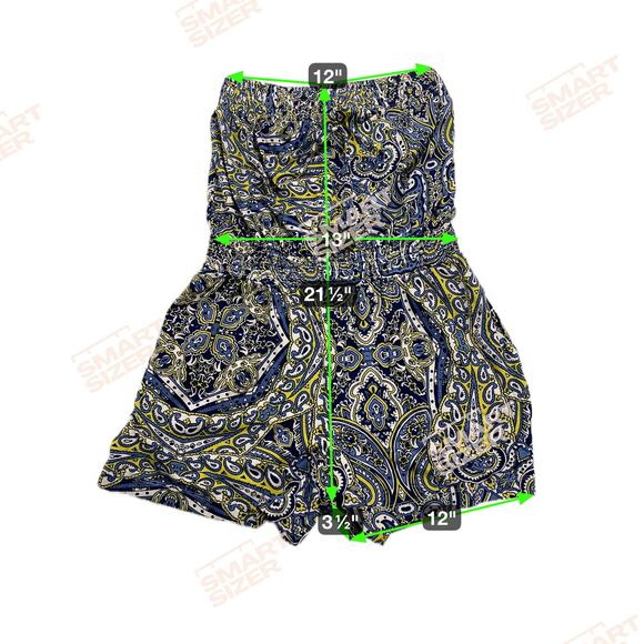 Soma Strapless Shorts Romper Plaza Paisley Indigo Optional Straps Size S - Picture 7 of 12